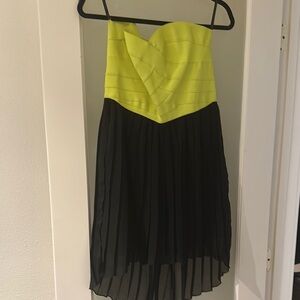 Yellow and Black Strapless Dress